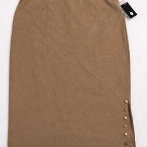 Elegant Tan Skirt with Button Detail